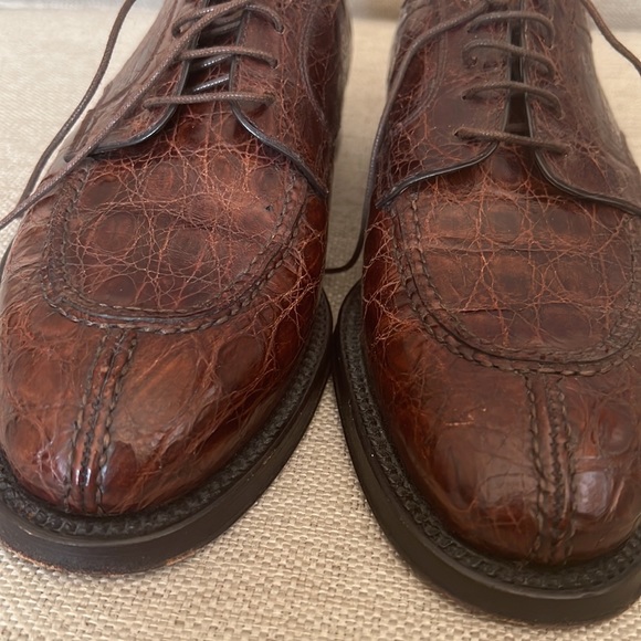 To Boot New York Crocodile Skin Cap Toe Lace up Shoes Size 10 - Picture 5 of 9